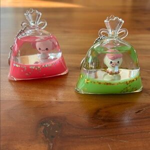 Tsunameez Prize Baggies Series 1 Pink Axolotl (Rare) and Unicorn Bag Keychains